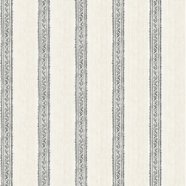 Mandevilla Black Vine Stripe Wallpaper