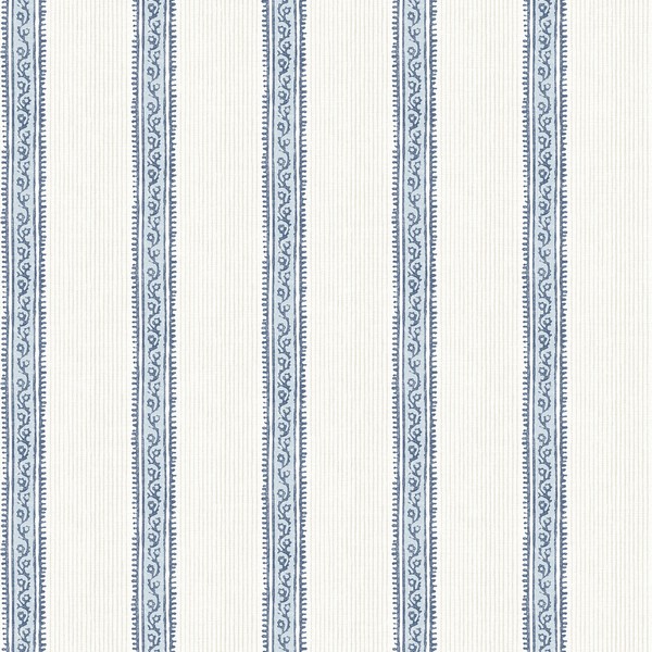 Mandevilla Blue Vine Stripe Wallpaper