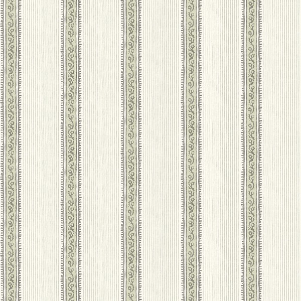 Mandevilla Green Vine Stripe Wallpaper