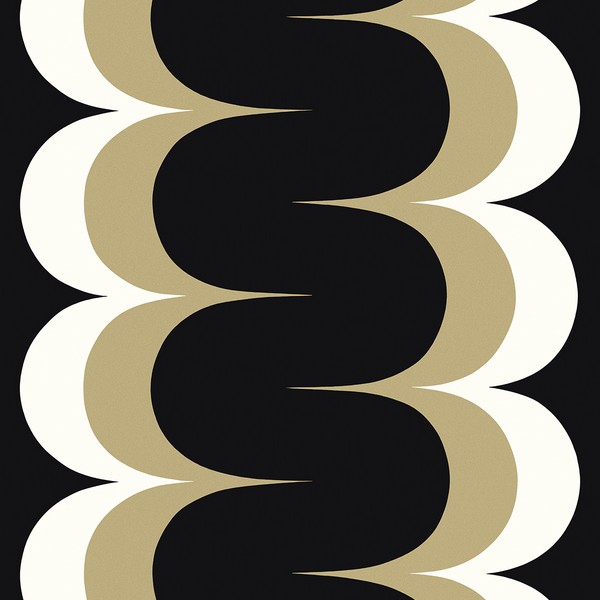 Mandolin Geometric Stripe Black & Metallic Golden Straw Wallpaper