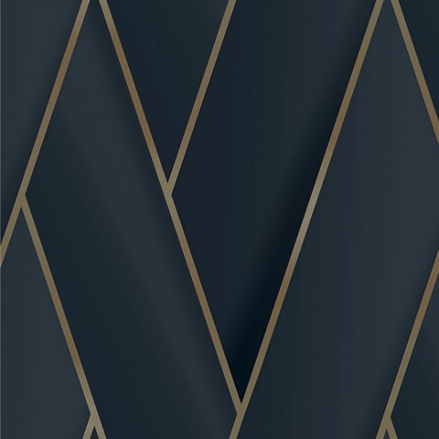 Manfred Navy Modern Herringbone Wallpaper