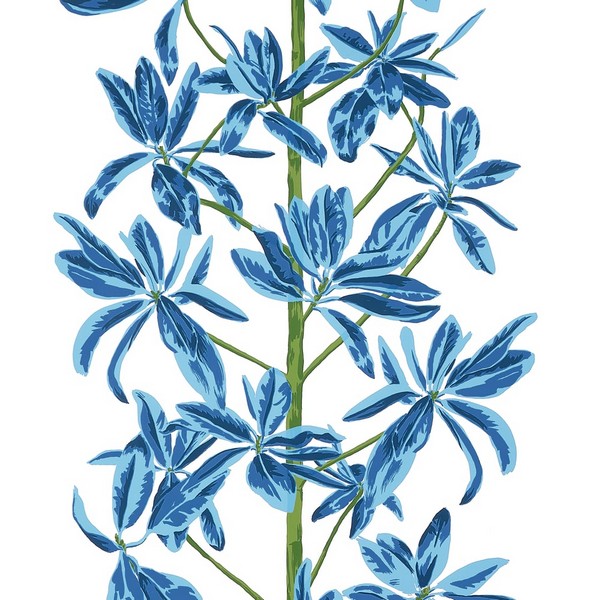 Mangrove Tree Blue and White Wallpaper