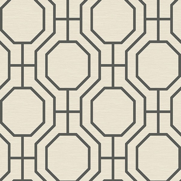 Manor Black Geometric Trellis Wallpaper