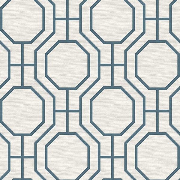 Manor Blue Geometric Trellis Wallpaper