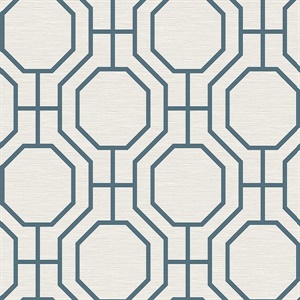 Manor Blue Geometric Trellis Wallpaper