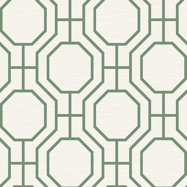 Manor Green Geometric Trellis Wallpaper