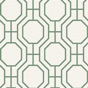 Manor Green Geometric Trellis Wallpaper
