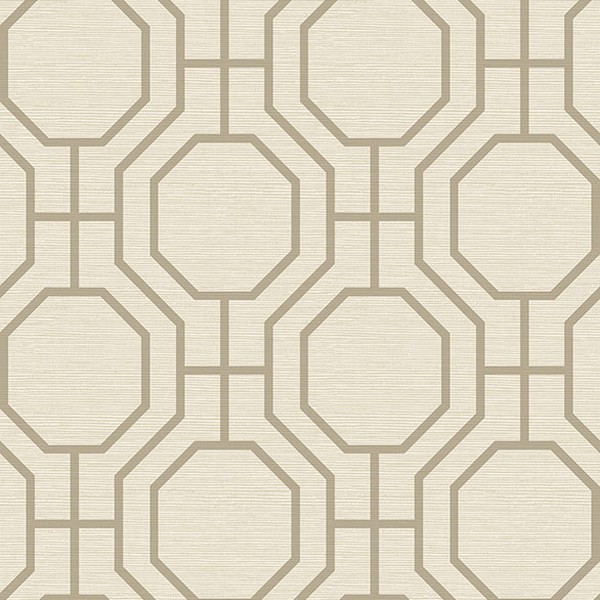 Manor Taupe Geometric Trellis Wallpaper