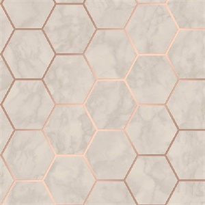 Margaret Beige Marble Hexagon Wallpaper