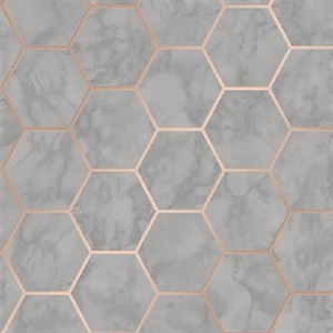 Margaret Grey Marble Hexagon Wallpaper