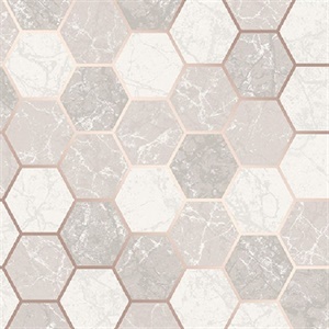 Margaret Rose Gold Marble Hexagon Wallpaper
