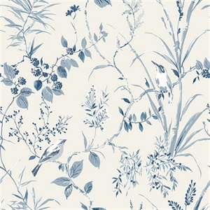 Mariko Blue Botanical Wallpaper