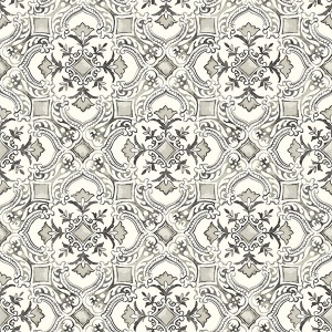 Marjoram Black Floral Tile Wallpaper
