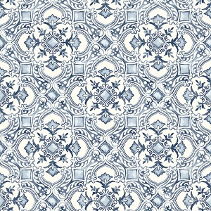 Marjoram Blue Floral Tile Wallpaper