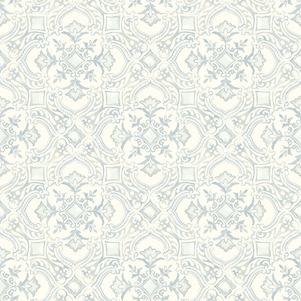 Marjoram Light Blue Floral Tile Wallpaper