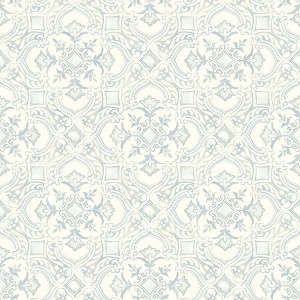 Marjoram Light Blue Floral Tile Wallpaper