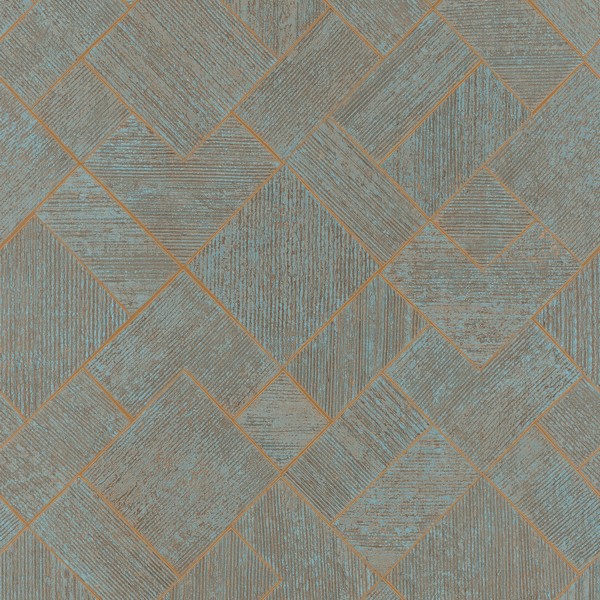 Marquetry Teal Tile Wallpaper