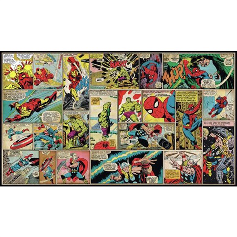 Marvel Comic Panel Xl Chair Rail Prepasted Mural 6' X 10.5' - Ultra-St
