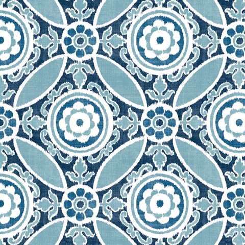 Maya Blue Medallion Wallpaper