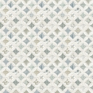 Mcentire Teal Geometric Quilt Wallpaper