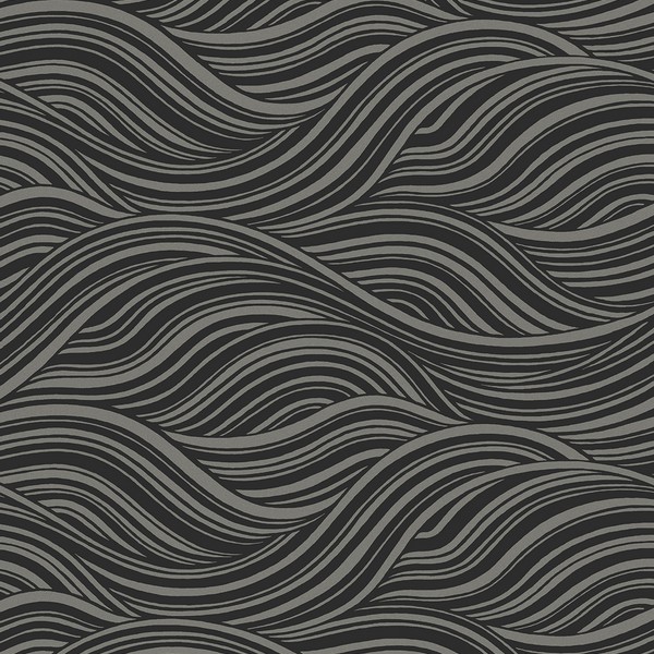 Melody Waves Metallic Charcoal & Black Wallpaper