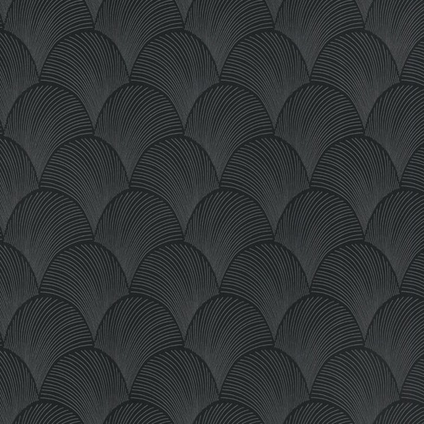 Metallic Black Scallop Wallpaper