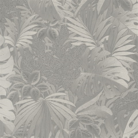 Metallic Jungle Leaves Wallpaper