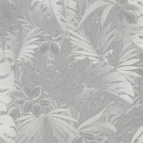 Metallic Jungle Leaves Wallpaper