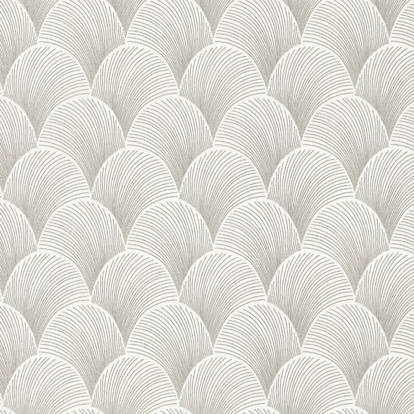 Metallic White Gold Scallop Wallpaper