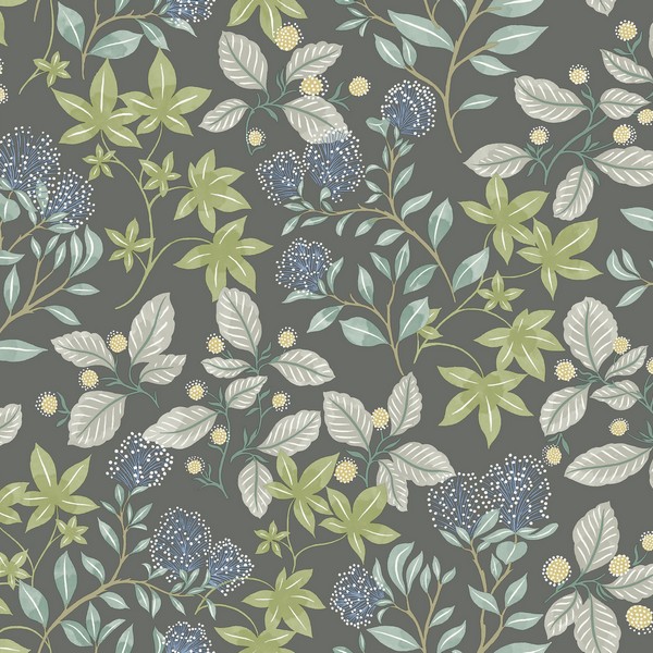 Mildred Charcoal Botanical Trail Wallpaper