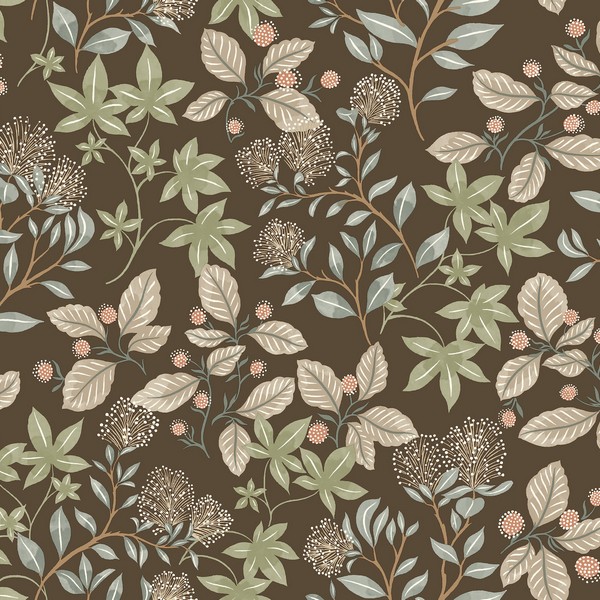Mildred Espresso Botanical Trail Wallpaper