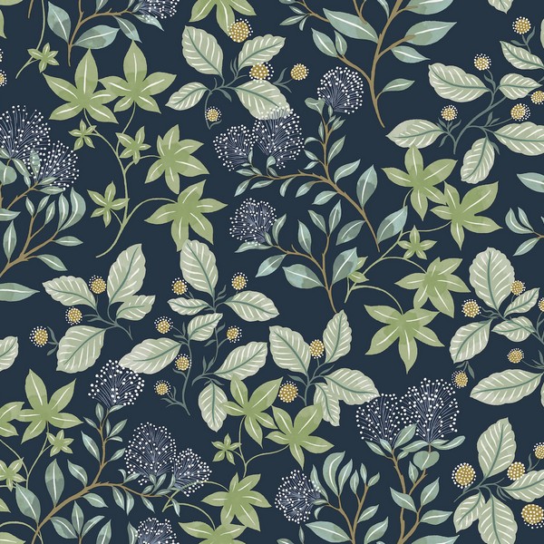 Mildred Indigo Botanical Trail Wallpaper