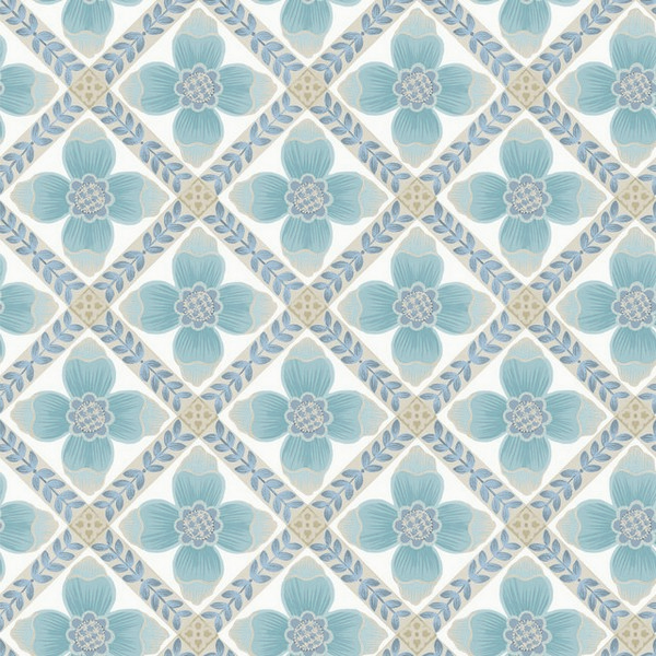 Mimi Blue Quilted Floral Peel & Stick Wallpaper