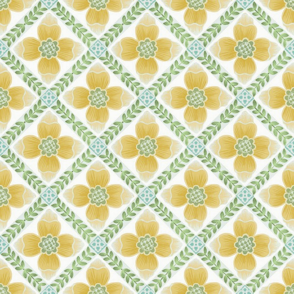 Mimi Yellow Quilted Floral Peel & Stick Wallpaper