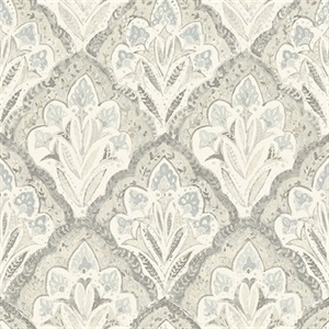 Mimir Grey Quilted Damask Wallpaper