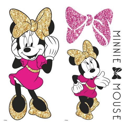 Minnie Mouse Peel And Stick Wall Decals With Glitter