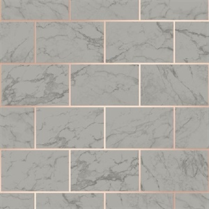 Mirren Grey Marble Subway Tile Wallpaper