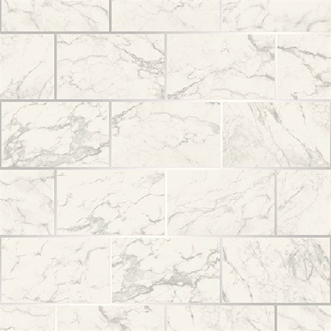 Mirren Off-White Marble Subway Tile Wallpaper