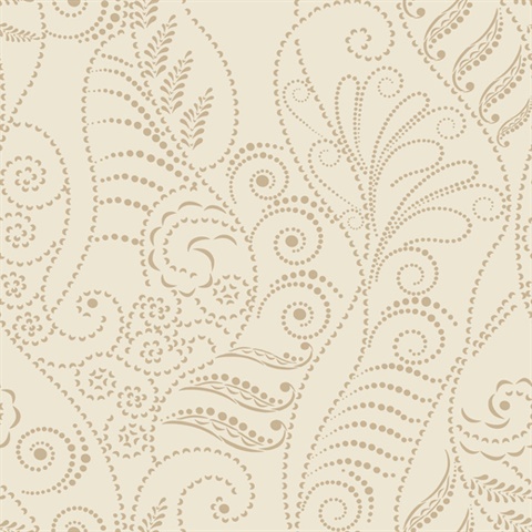 Modern Fern Wallpaper - Antique Gold on Cream
