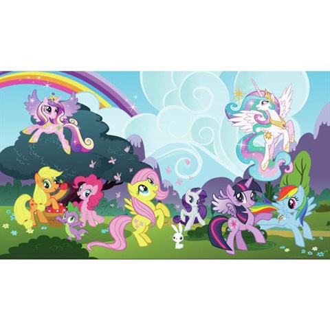 My Little Pony Ponyville Xl Chair Rail Prepasted Mural 6' X 10.5' - Ul