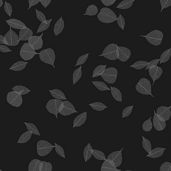 Myles Black Leaves Wallpaper