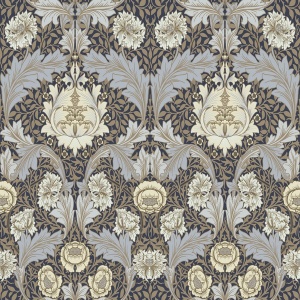 Myrtle Blue Floral Ogee Wallpaper