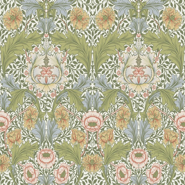 Myrtle Green Floral Ogee Wallpaper