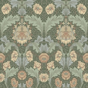 Myrtle Sea Green Floral Ogee Wallpaper
