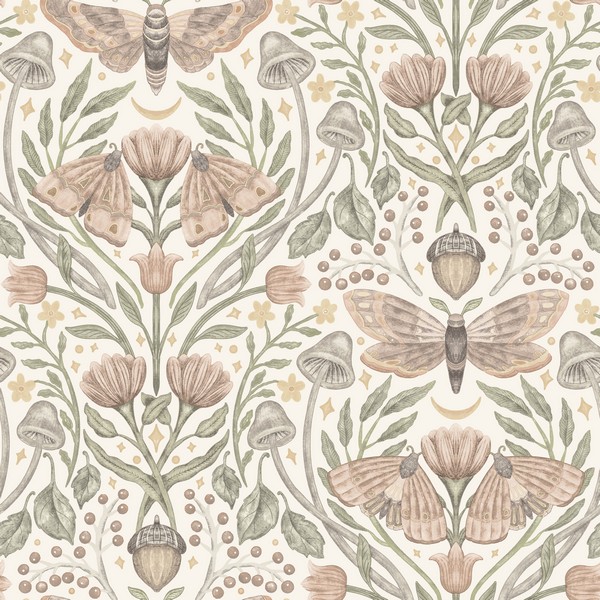 Mystic Moth Blush Forest Magic Wallpaper