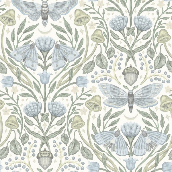 Mystic Moth Sky Blue Forest Magic Wallpaper