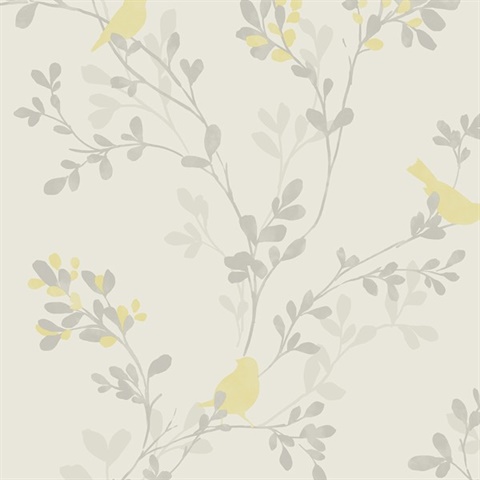 Chirp Yellow Birds & Trees Wallpaper