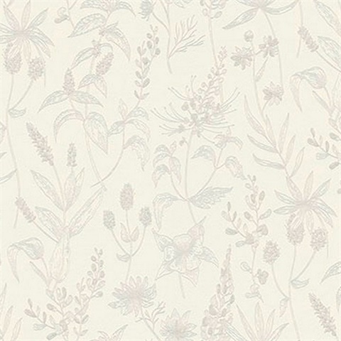Nami White Floral Wallpaper