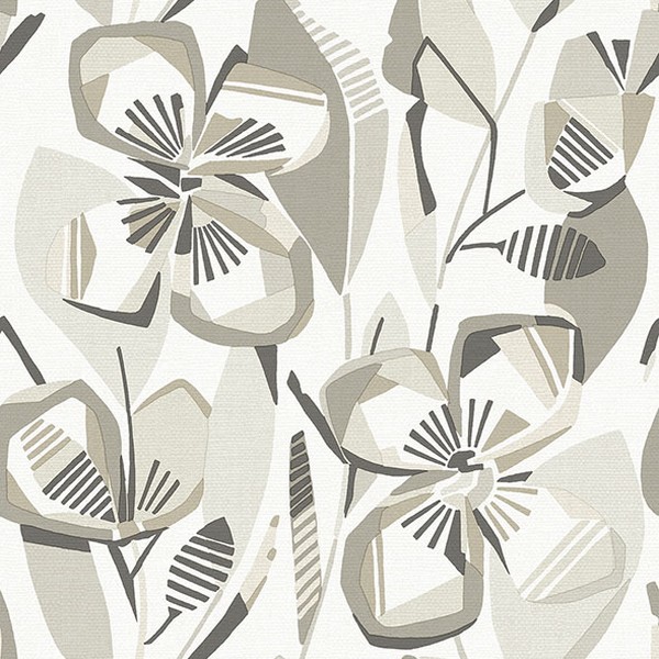 Nathalie Beige Abstract Blooms Wallpaper