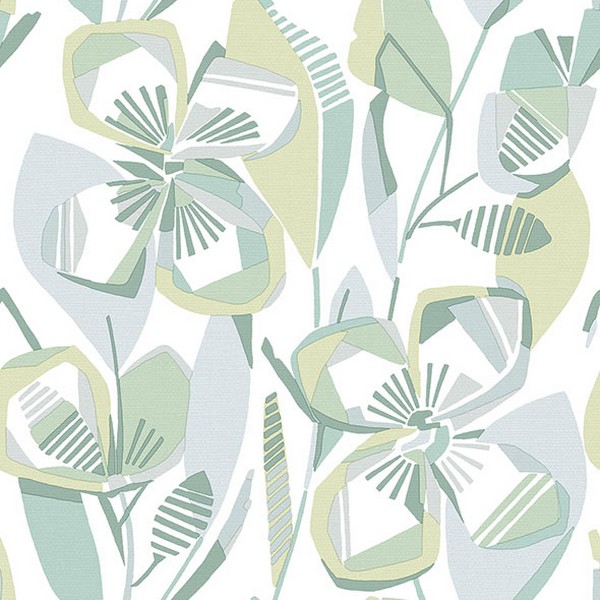 Nathalie Light Green Abstract Blooms Wallpaper